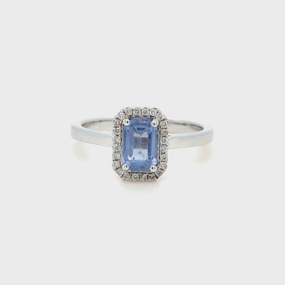 18K Gold Blue sapphire & diamond ring