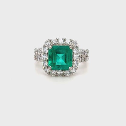 3.03 Carat GRS Certified Colombian Emerald & Diamond Ring in Platinum – Mariposa Emerald