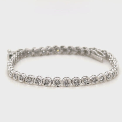 Bezel-Set Old Cut Diamond Tennis Bracelet in 18K White Gold