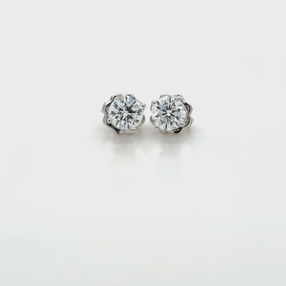 GIA Certified 1.09 Carat Diamond Stud Earrings in 18K White Gold