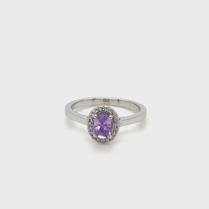 18k gold Oval purple sapphire & diamond ring