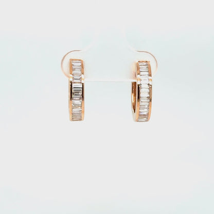 Baguette Diamond Hoop Earrings in 18K Rose Gold