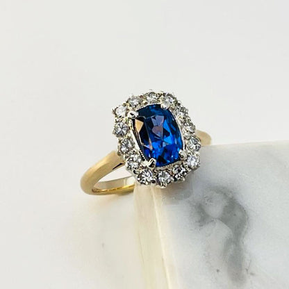 Blue Sapphire Cluster ring