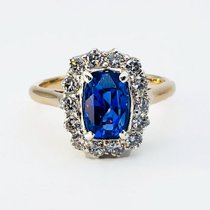 Blue Sapphire Cluster ring