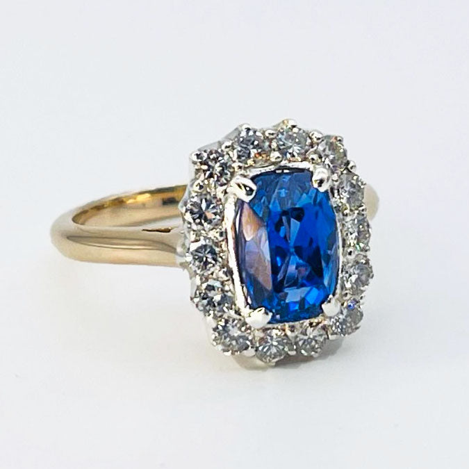 Blue Sapphire Cluster ring