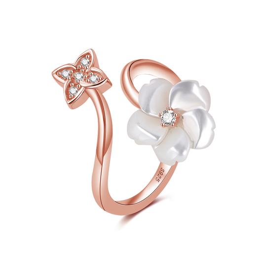 White Pearl Flower ring